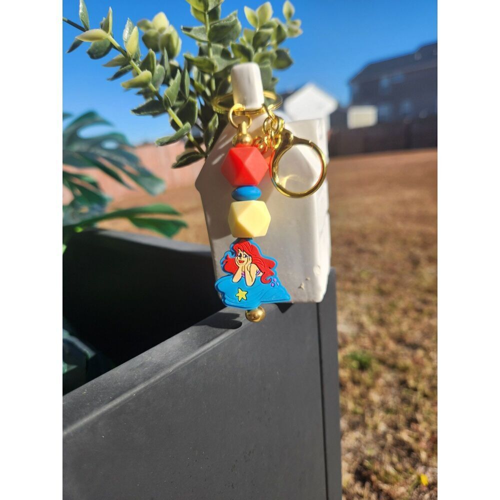 Mermaid Silicone Beaded Keychain (Ariel-Inspired)
